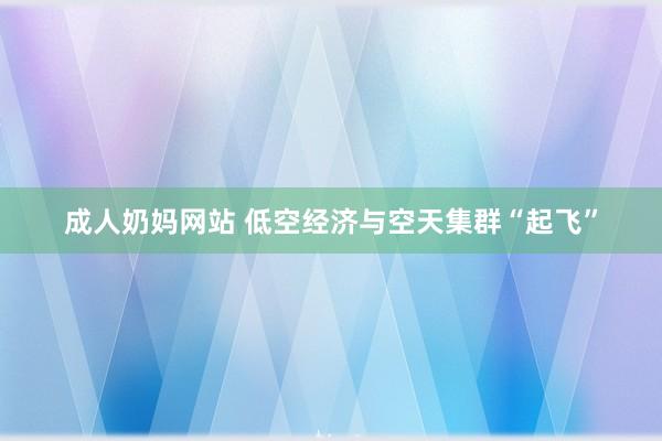 成人奶妈网站 低空经济与空天集群“起飞”