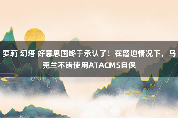 萝莉 幻塔 好意思国终于承认了！在蹙迫情况下，乌克兰不错使用ATACMS自保