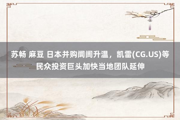 苏畅 麻豆 日本并购阛阓升温，凯雷(CG.US)等民众投资巨头加快当地团队延伸