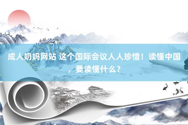 成人奶妈网站 这个国际会议人人珍惜！读懂中国，要读懂什么？