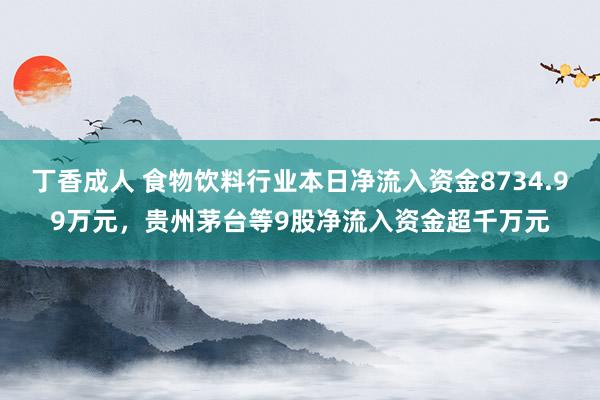丁香成人 食物饮料行业本日净流入资金8734.99万元，贵州茅台等9股净流入资金超千万元