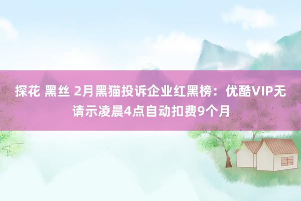 探花 黑丝 2月黑猫投诉企业红黑榜：优酷VIP无请示凌晨4点自动扣费9个月