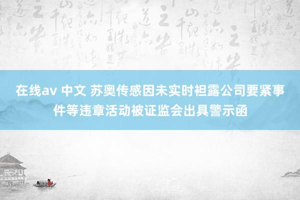在线av 中文 苏奥传感因未实时袒露公司要紧事件等违章活动被证监会出具警示函