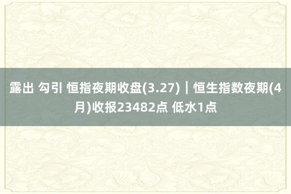 露出 勾引 恒指夜期收盘(3.27)︱恒生指数夜期(4月)收报23482点 低水1点