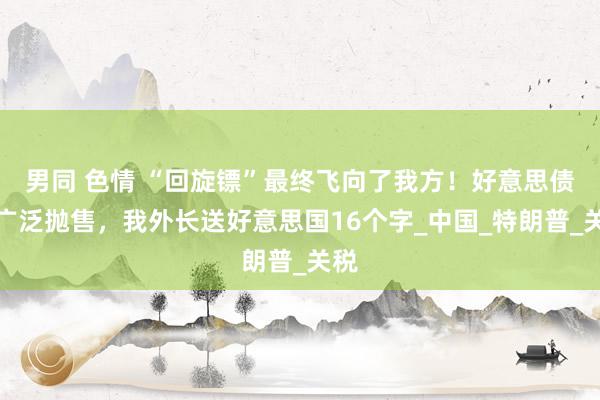 男同 色情 “回旋镖”最终飞向了我方！好意思债遭广泛抛售，我外长送好意思国16个字_中国_特朗普_关税